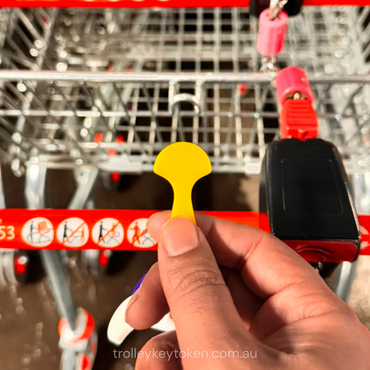 3x Yellow Shopping Trolley Key Tokens – Reusable Trolley Coin Alternative