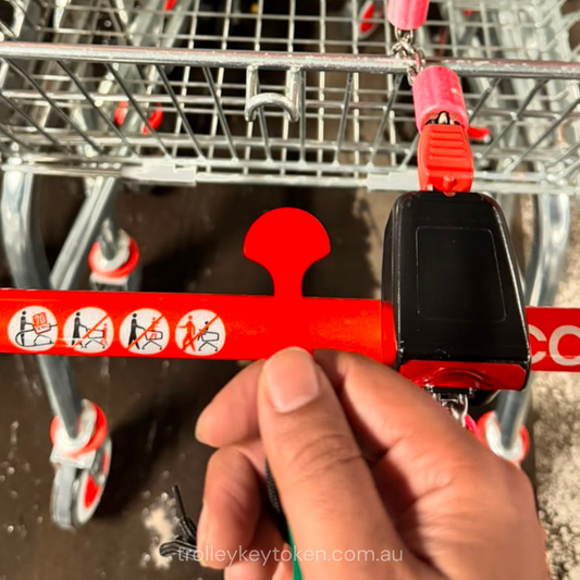 3x Red Shopping Trolley Key Tokens – Reusable Trolley Coin Alternative