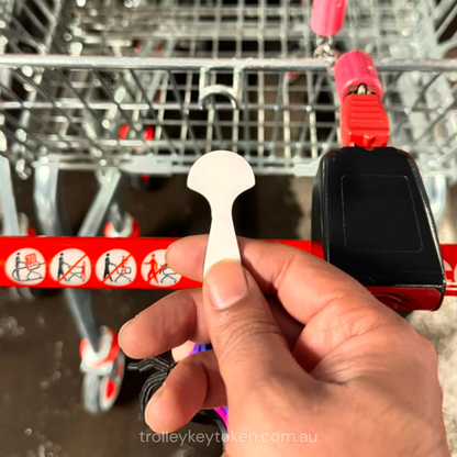 3x White Shopping Trolley Key Tokens – Reusable Trolley Coin Alternative